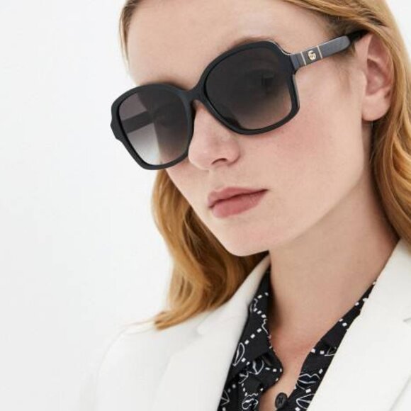 Gucci GG0765SA 002 Butterfly Sunglasses - Black/Grey main image 5
